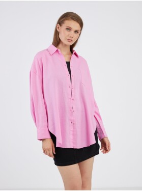 Růžová dámská lněná košile ONLY Corina Dámské