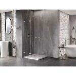 MEXEN/S - Lunar-F Duo sprchový kout skládací dveře 95 x 95, transparent, nikl kartáčovaný 836-095L-095P-97-00