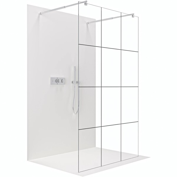 CERANO Sprchová zástěna Walk-in Onyx Duo L/P - 8 mm - kulatá vzpěra - chrom, industriální sklo - 120x200 cm