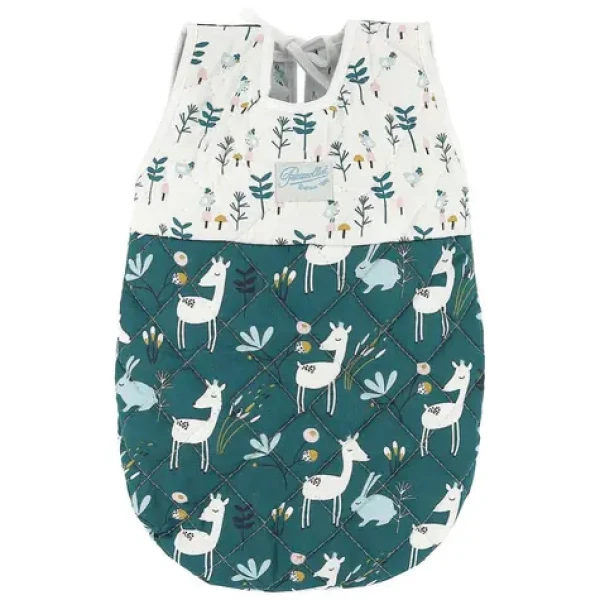 Petitcollin Spací vak zeleno-bílý pro panenky 36-40 cm