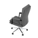 Židle kancelářská, šedá ekokůže, kříž kov chromový, houpací mechanismus, čalouněné područky