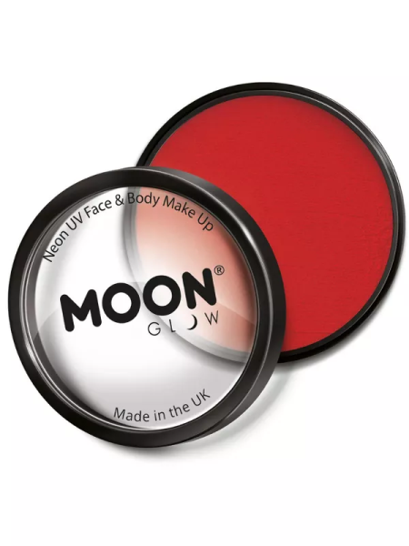 Smiffys Líčidlo na obličej a tělo - Moon Glow Pro Intense Neon UV - červené 36g