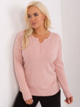 Světle růžový dámský svetr plus size na knoflíky XL