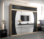 Šatní skříň Abi E0 s nástavcem Barva korpusu: Černá, Rozměry: 120 cm, Dveře: Bílá
