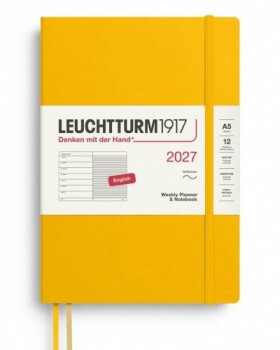 Týdenní plánovač Zápisník Sunflower, Medium A5 2027, Softcover, anglicky