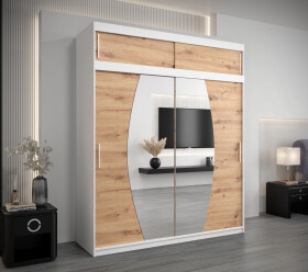 Šatní skříň Abi E0 s nástavcem Barva korpusu: Bílá, Rozměry: 200 cm, Dveře: Dub artisan