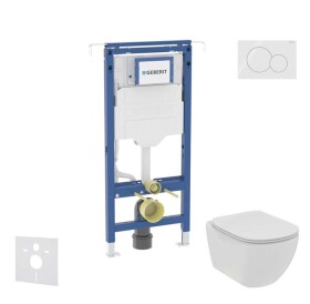 GEBERIT - Duofix Set předstěnové instalace, klozetu a sedátka Ideal Standard Tesi, tlačítka Sigma01, Rimless, SoftClose, alpská bílá SANI11CD3101