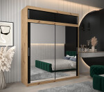 Šatní skříň Abi T3 s nástavcem Barva korpusu: Černá, Rozměry: 150 cm, Dveře: Černá