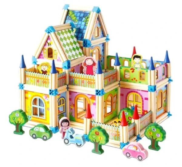 2Kids Toys Dřevěná stavebnice Zámek barevný