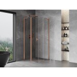MEXEN/S - Mist L sprchový kout pětiboký křídlový 90 x 90, transparent, měď kartáčovaná 8A8L-090-090-65-00