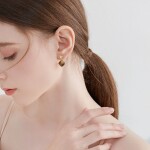 Elegantní náušnice Jocelyn - tygří oko, stříbrné zapínání, Hnědá