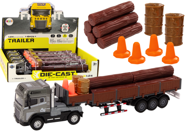 Mamido Nákladní auto s přívěsem a doplňky 1:24