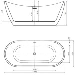 MEXEN/S - Lotos volně stojící vana 180 x 75, bílá, sifon a přepad nikl kartáčovaný 52051807700-97