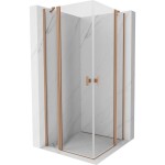 MEXEN/S - Mist Duo sprchový kout dveře křídlové 95 x 95, transparent, měď kartáčovaná 8A4-095-095-65-00