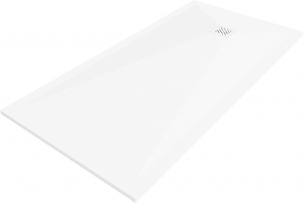 MEXEN/S - Stone+ obdélníková sprchová vanička 160 x 90, bílá, mřížka bílá 44109016-W