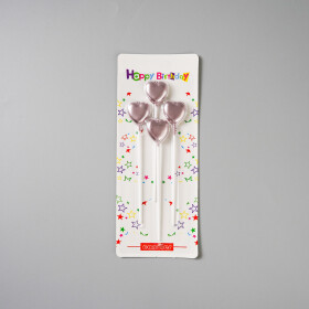 Dortová svíčka srdce fialová 4ks