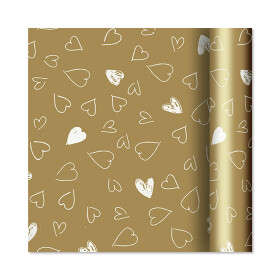 Dárkový papír - role 2 m × 70 cm - Srdíčka na zlaté - Albi