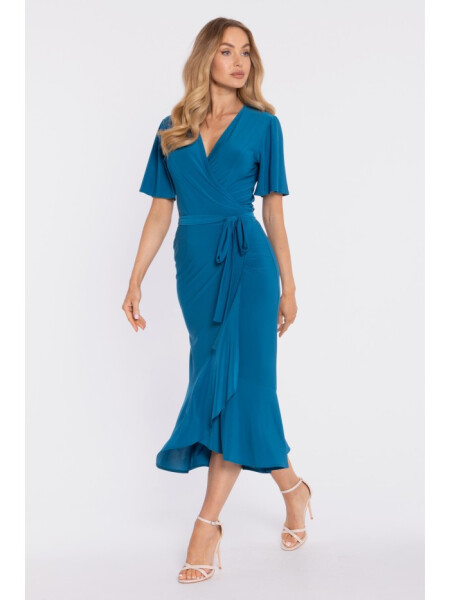 Zavinovací midi šaty M912 mořsky modré - Stylove M