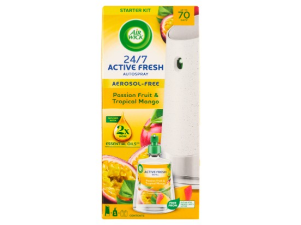 Air Wick Active Fresh automatický difuzér a náplň na vodní bázi - Maracuja a tropické mango 228ml