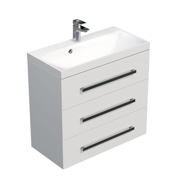 Koupelnová skříňka s umyvadlem SAT Cube Way 80x76,5x40 cm bílá lesk CUBE2803BL CUBE2803BL