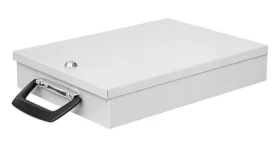 WEDO Box na dokumenty A4 světle šedá / Box na dokumenty / Kov / Zámek se 2 klíči / 35,5 x 26 x 6,7 cm (1021537)