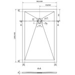 MEXEN/S - Stone+ obdélníková sprchová vanička 130 x 90, bílá, mřížka černá 44109013-B