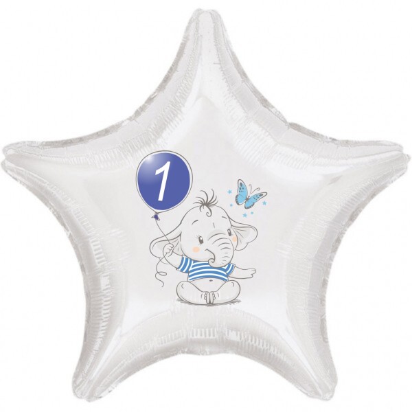 1.narozeniny modrý slon hvězda foliový balónek balonky.cz 1.narozeniny modrý slon hvězda foliový balónek balonky.cz