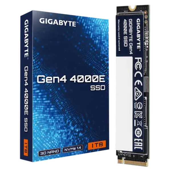 GIGABYTE Gen4 4000E SSD 1TB / M.2 2280 Gen 4 / R: 4000 MBps / W: 3900 MBps / MTBF: 1.5mh / 3y (G440E1TB)