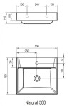 RAVAK - Natural Umyvadlo 50x45 cm, bez přepadu, s otvorem pro baterii, bílá XJO01250000