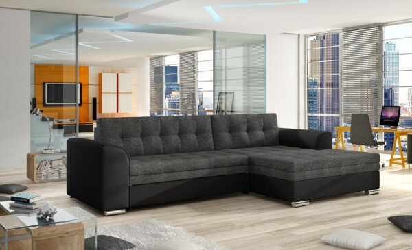 Sedací souprava Conforti Provedení: Pravá varianta, látka: "Sawana 05 grey/ Soft 011 black"