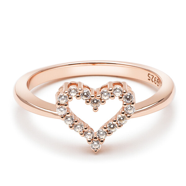 Emporial Elenys prsten Třpytivé srdce Rose Gold 14k růžové zlato Velikost: 5 (EU: 49-50)
