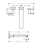 AXOR - Citterio C Vanová baterie pod omítku, 3-otvorová instalace, leštěný vzhled zlata 49482990