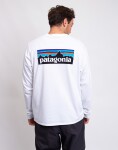 Tričko Patagonia M's L/S P-6 Logo Responsibili-Tee® Fiber White