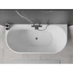 MEXEN/S - Oval vana volně stojící nástěnná 160 x 80, bílá, sifon a přepad grafit kartáčovaná 52671608000-66