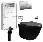 LAUFEN Podomít. systém LIS TW1 SET s chromovým tlačítkem + WC REA CARLO MINI RIMFLESS ČERNÁ + SEDÁTKO H8946630000001CR CL1