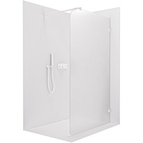 CERANO Sprchová zástěna Walk-in Orbis Round - Pravá - 8 mm - kulatá vzpěra - bílá matná, mléčné sklo - 110x200 cm