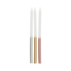 Svíčky dortové 24 ks bílé metalické 10 cm - Albi