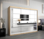 Šatní skříň Abi Ro2 Barva korpusu: Dub Sonoma, Rozměry: 250 cm, Dveře: Černá