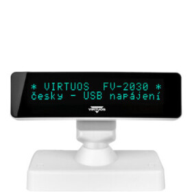 VIRTUOS FV-2030W bílá / zákaznický displej / VFD / 2x20 9 mm / USB (EJG1004)