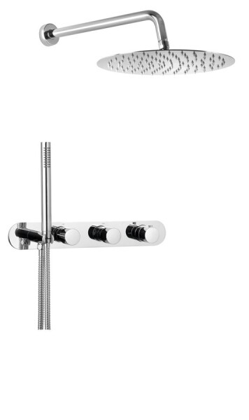 SAPHO - Podomítkový sprchový set s termostatickou baterií a držákem ruční sprchy, 2 výstupy, kulatá, chrom MB623-02