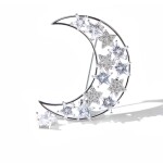 Vánoční brož Swarovski Elements Rosana - měsíc, Bílá/čirá