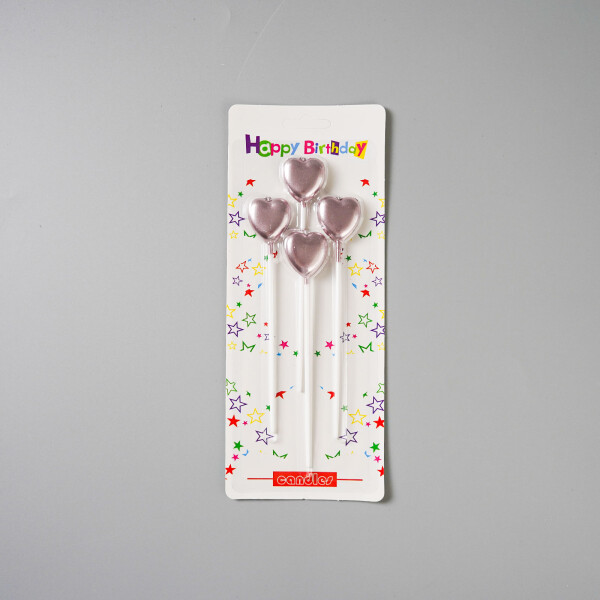 Dortová svíčka srdce fialová 4ks