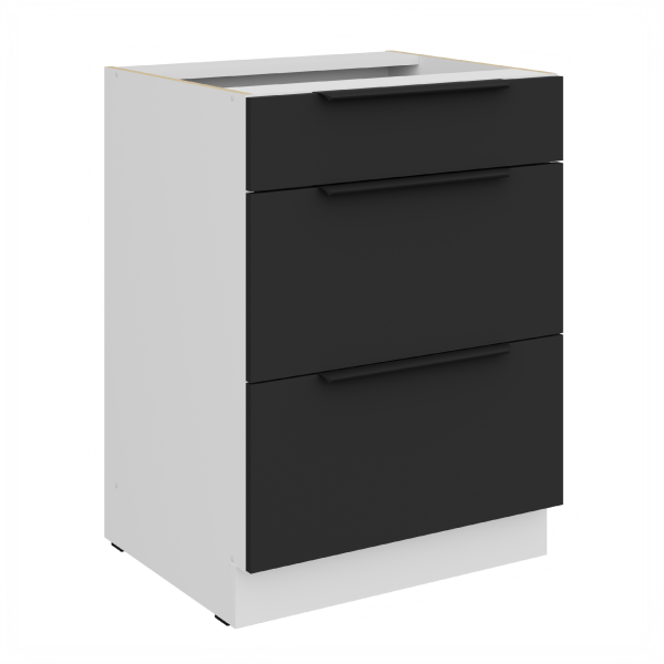 Spodní skříňka Aria 60 D 3S BB - Premium Box Barva korpusu: Bílá, Barva dvířek: BL - Black AFM