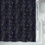 Spirella CONTRASTE Sprchový závěs motiv květin černý / 180 x 200 cm / polyester
