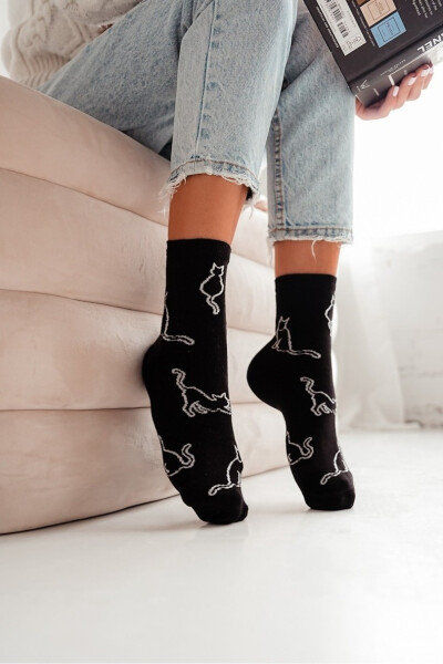 Dámské ponožky Cat outlines 0200.093 černá 37-41