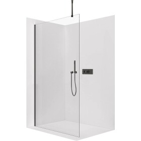 CERANO Sprchová zástěna Walk-in Onyx Top Round L/P - 10 mm - kulatá vzpěra - černá matná, transparentní sklo - 110x200 cm