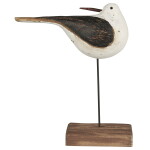 Ib Laursen Dřevěná dekorace Bird Nautico 21 cm, přírodní barva, dřevo, kov