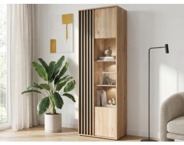 Vitrína Arank 63 cm, dub mauvella/černá