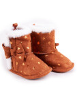 Yoclub Dívčí boty na suchý zip OBO-0202G-6800 Brown měsíců