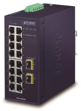 Planet IGS-1820TF / Switch průmyslový / 16x 1Gb RJ-45 / 2x SFP / -40 až 75°C / fanless (IGS-1820TF)